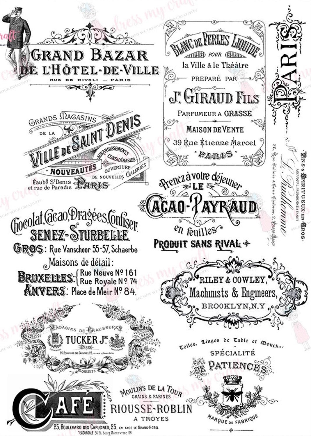 Vintage Text - Wet Transfer