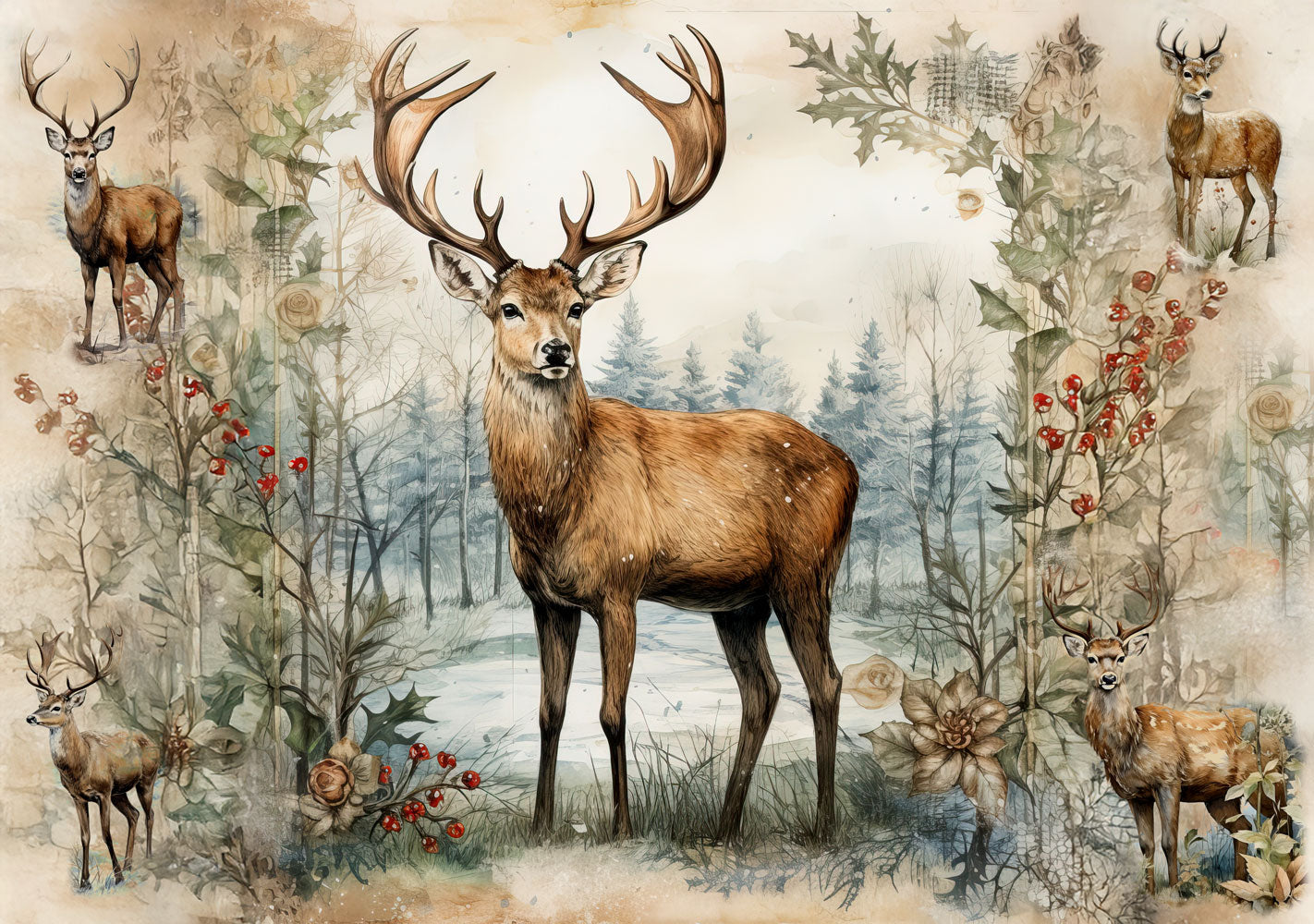 Winter Deer Rice Paper