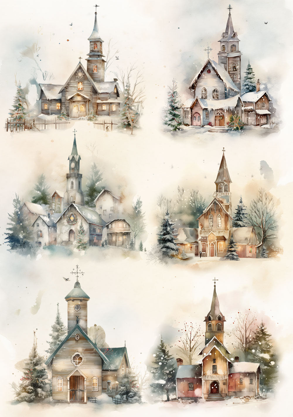 Winter Churches Rice Paper