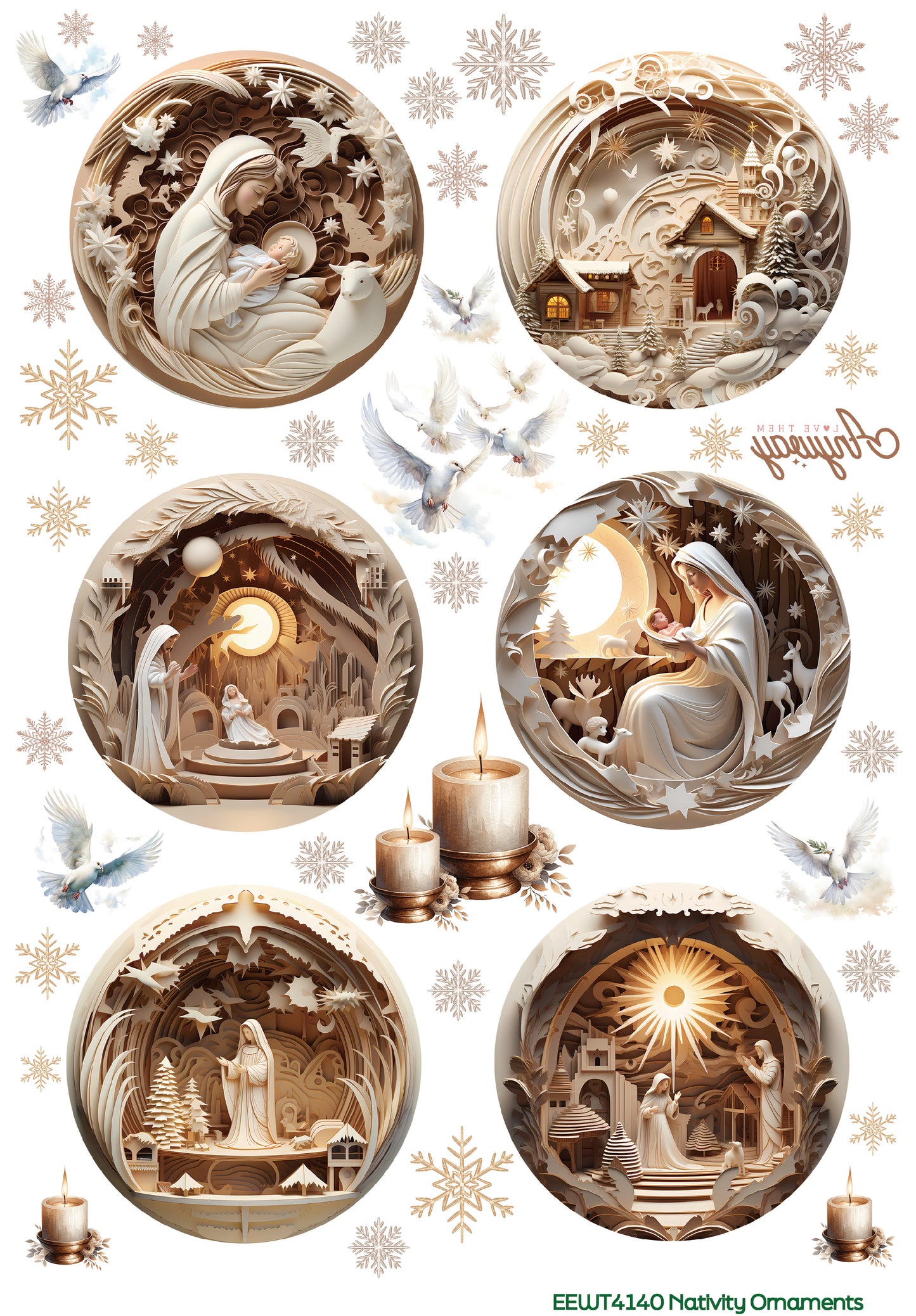 Nativity Ornaments - Wet Transfer