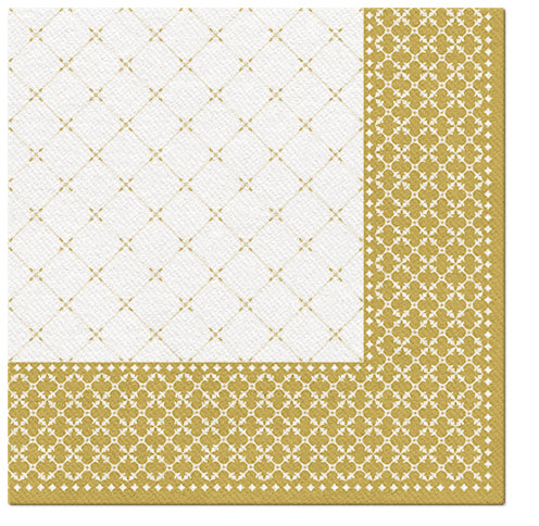 Subtle Grid Gold Dinner Napkins