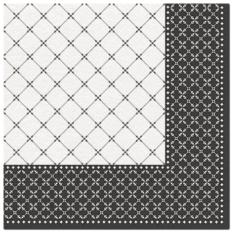 Subtle Grid Black Dinner Napkins