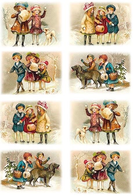 Vintage Winter Kids Rice Paper