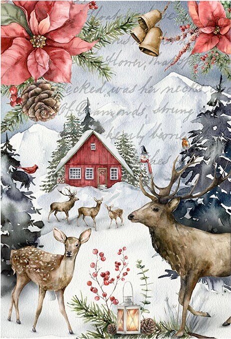 Winter Deer Forest Rice Paper