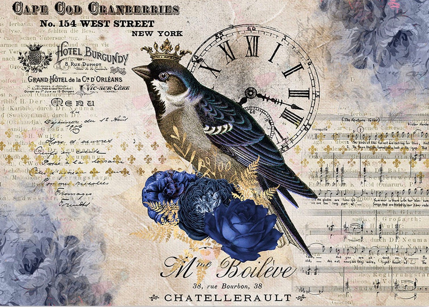 Bird with Clock  - Wet Transfer