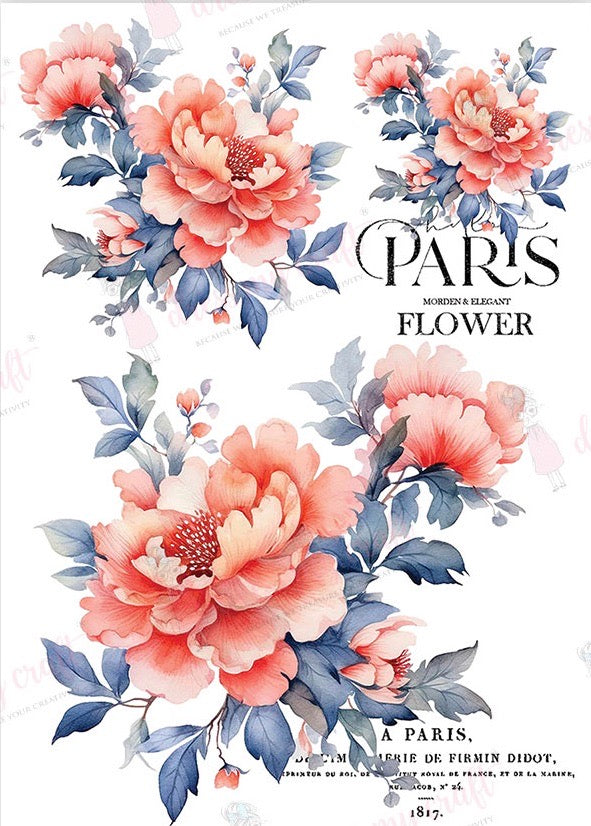 Paris Blooms - Mini Wet Transfer