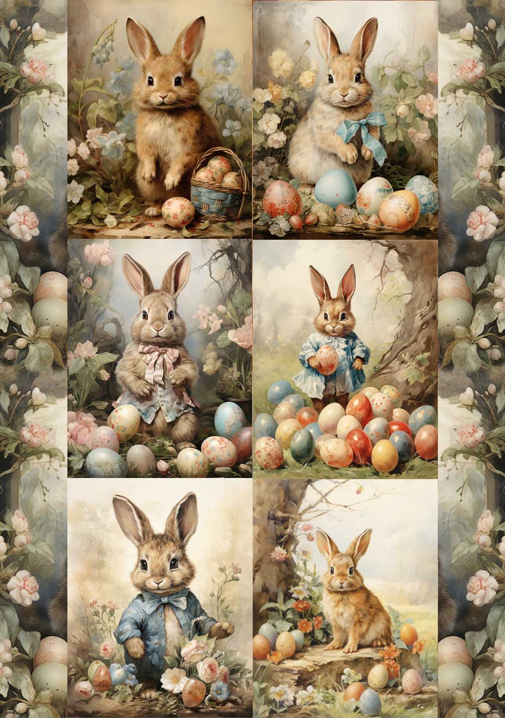 Easter Bunnies Vintage Rice Paper