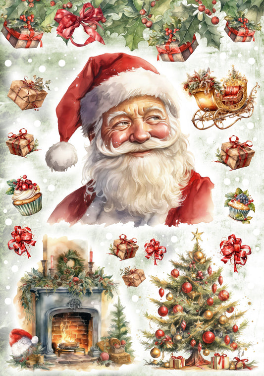 Christmas Santa Collage Rice Paper