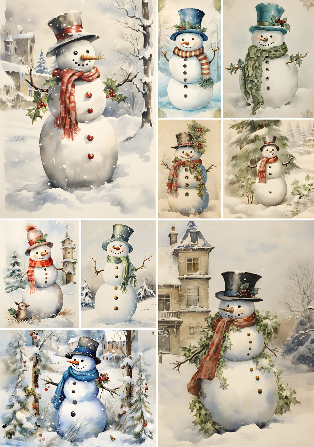 Vintage Snowman Rice Paper