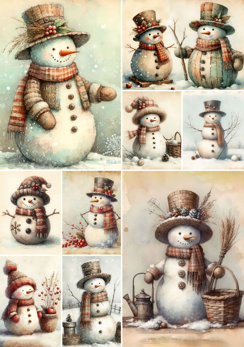 Lovely Snowman Rice Paper