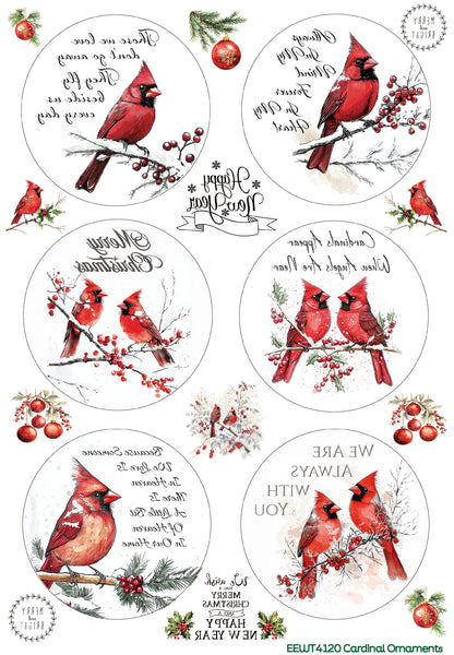 Cardinal Ornaments - Wet Transfer