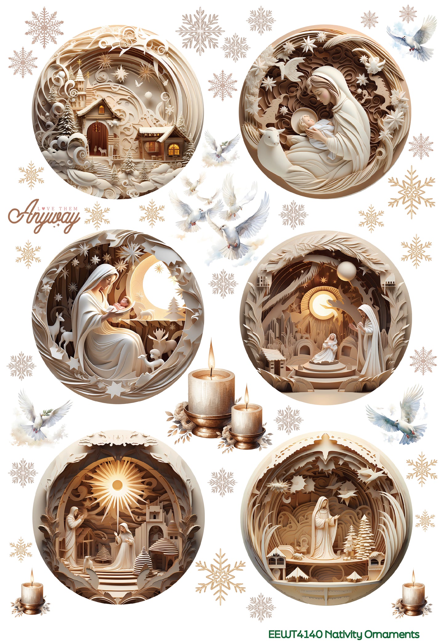 Nativity Ornaments - Wet Transfer