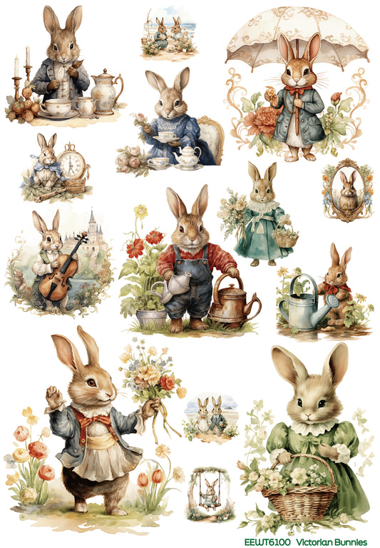 Victorian Bunnies - Wet Transfer