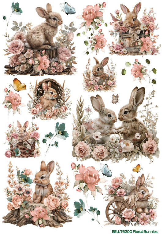 Floral Bunnies - Wet Transfer