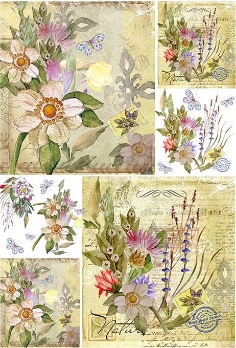 Spring Floral Postcards Rice Paper