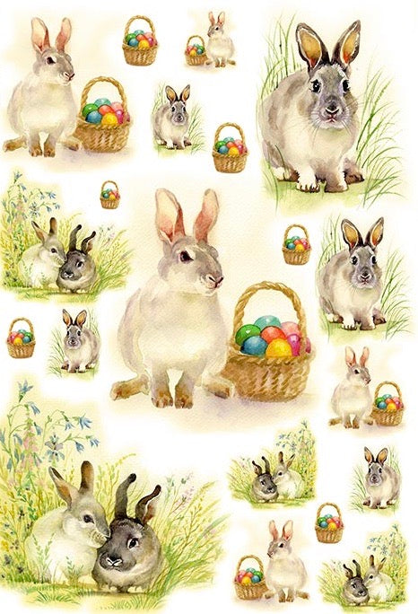 Easter Bunnies Collage Rice Paper