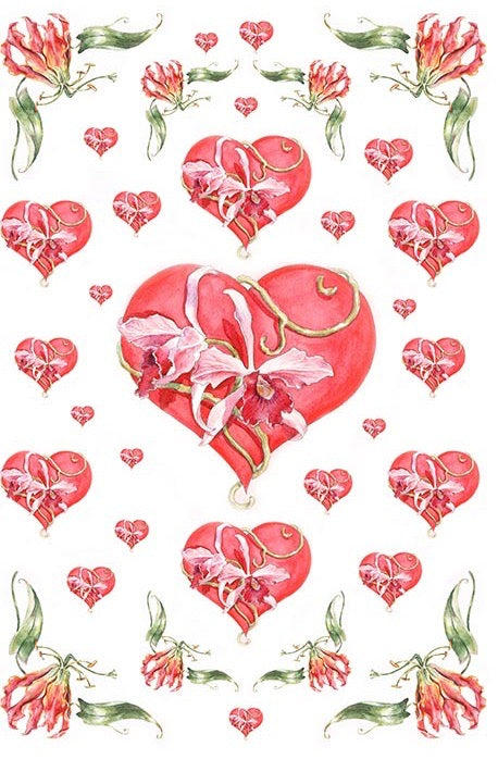 Hearts with Flowers Rice Paper