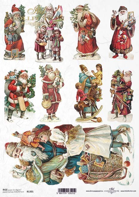 Vintage Santas Rice Paper