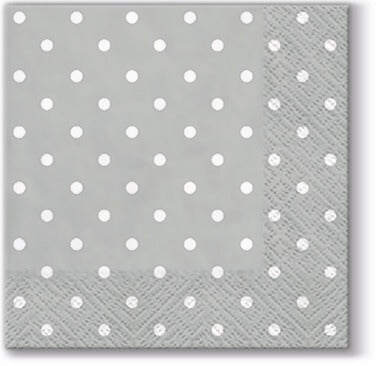 Polka Dot Silver Cocktail Napkins