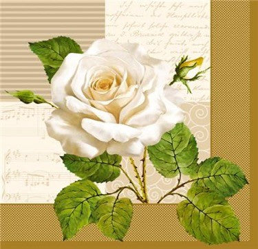 Vintage White Rose Luncheon Napkins