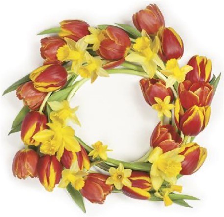 Red Tulips Wreath Luncheon Napkins