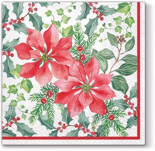 Beautiful Poinsettia Luncheon Napkins