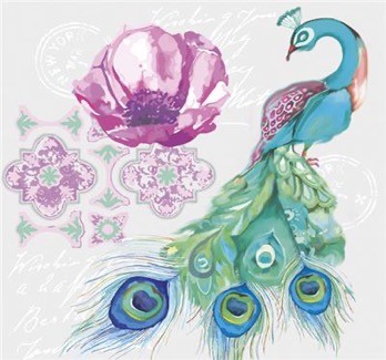 Watercolor Peacock Luncheon Napkins