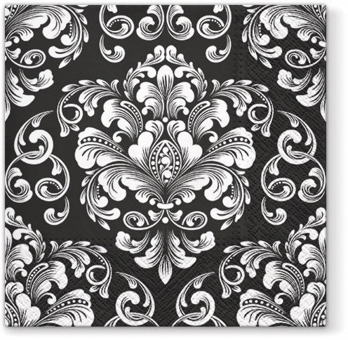 Wedding Pattern Black & White Luncheon Napkins