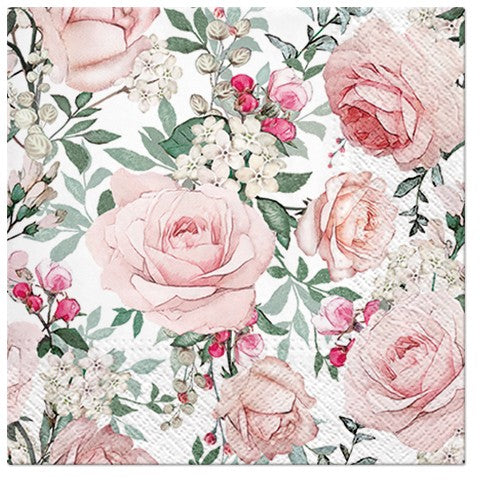 Wedding Powder Pink Roses Luncheon Napkins