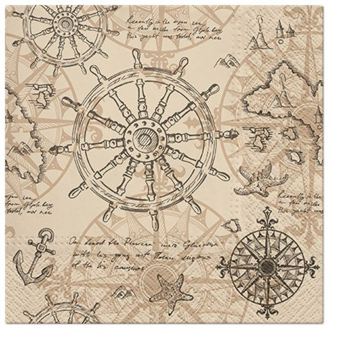 Vintage Nautical Map Luncheon Napkins