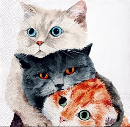 Three Cats Luncheon Napkins