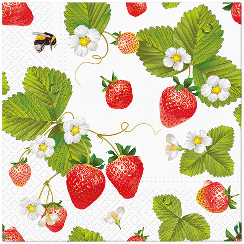 Strawberries with Bees Luncheon Napkins