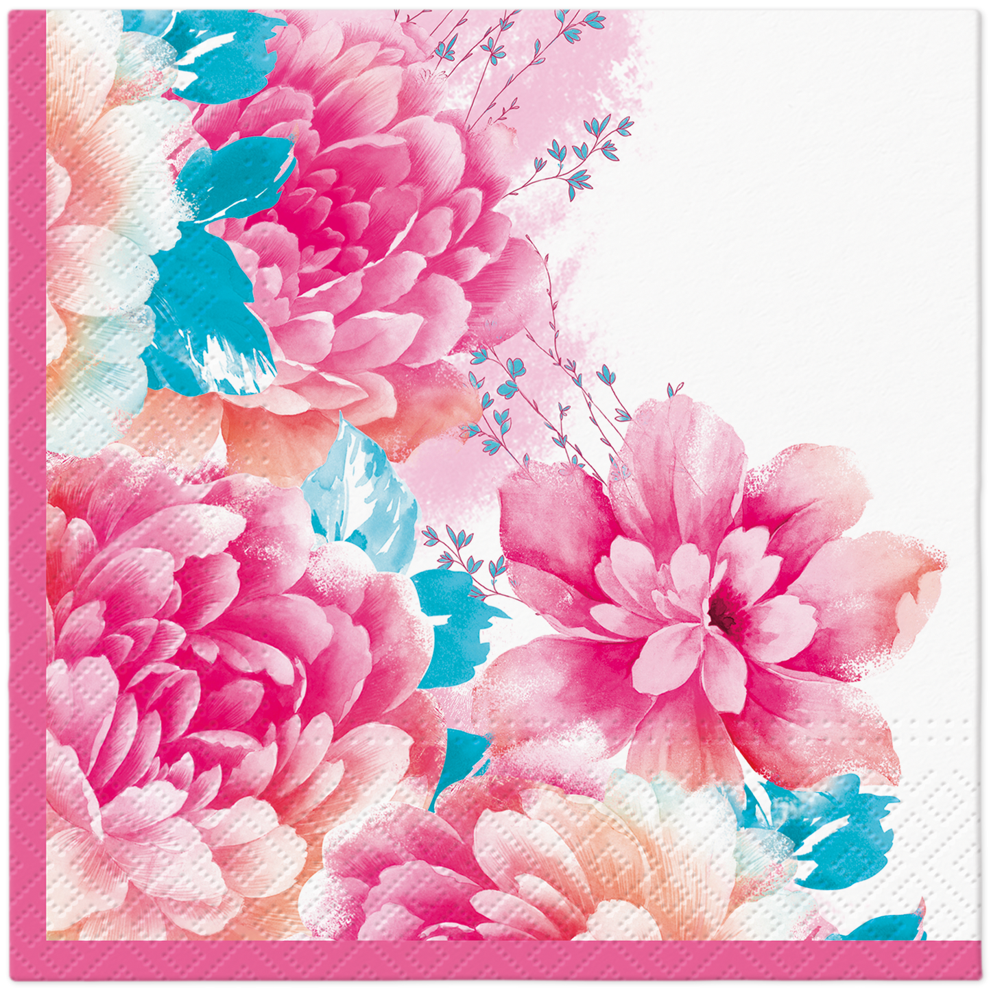 Pink Peonies Luncheon Napkins