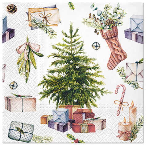 Christmas Tree Collage Luncheon Napkins