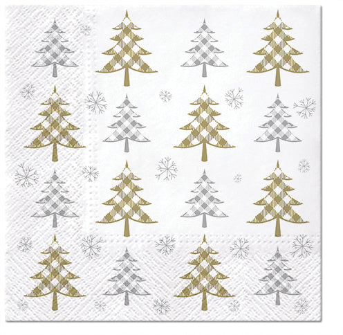 Christmas Tree Check Luncheon Napkins