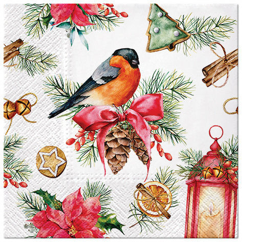 Bullfinch With Lantern Luncheon Napkins