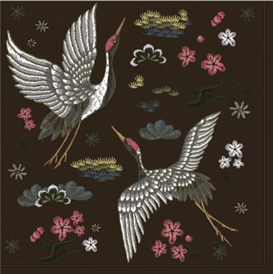 Cranes on Black Luncheon Napkins