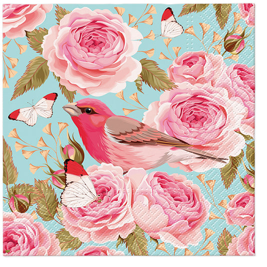 English Roses Bird Luncheon Napkins