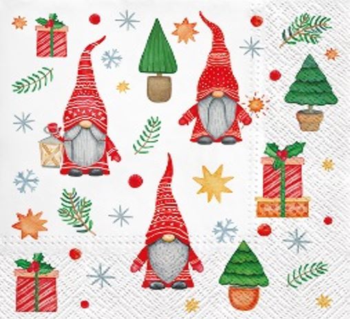 Gnomes And Gifts Luncheon Napkins