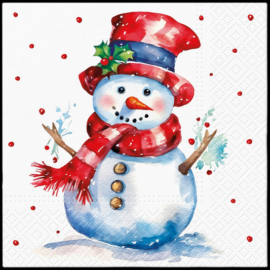 Watercolor Snowman Luncheon Napkins