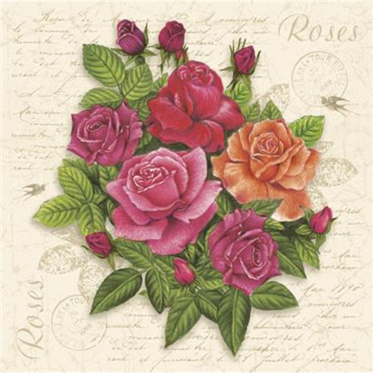 Rose Postcard Luncheon Napkins