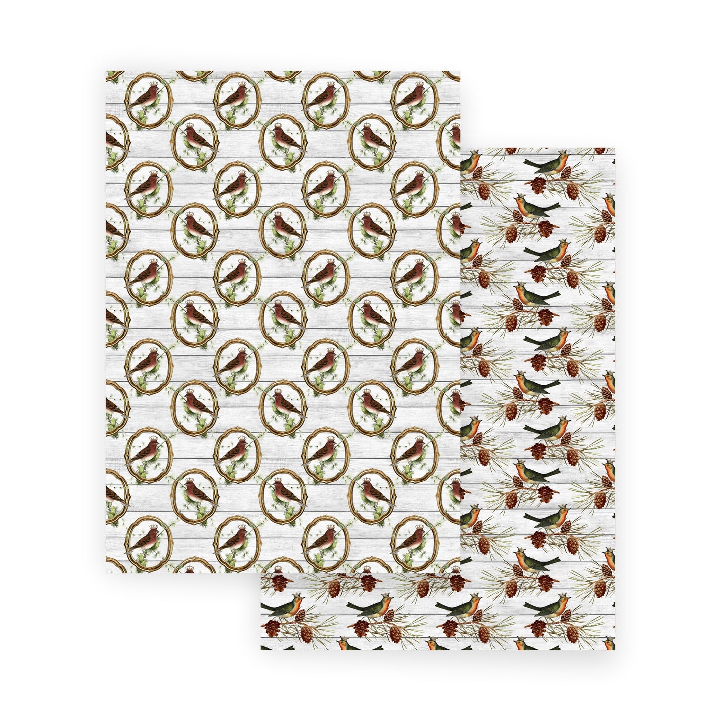 Vintage Christmas Birds Scrapbooking Paper