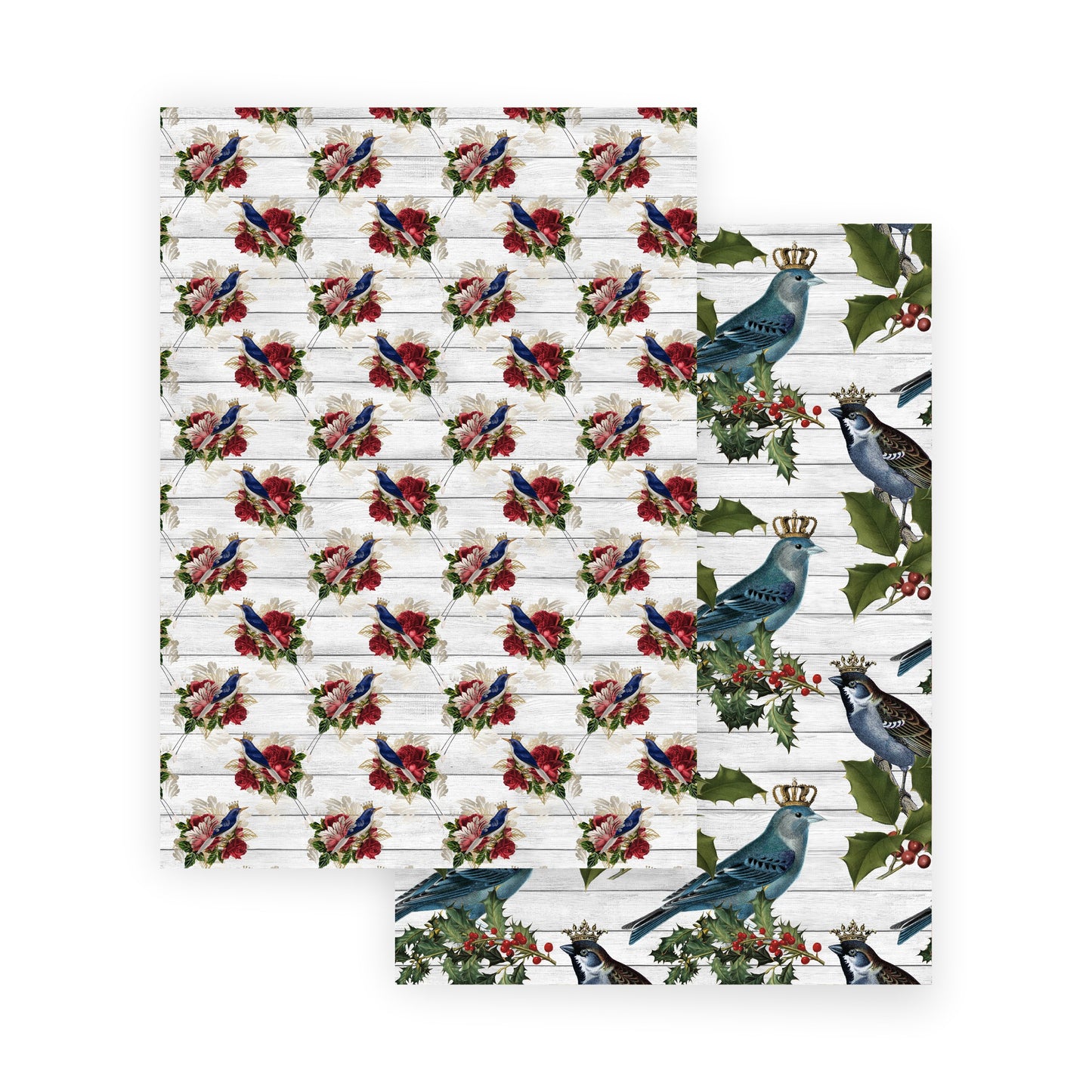 Vintage Christmas Birds Scrapbooking Paper