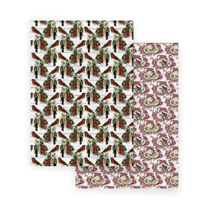 Vintage Christmas Birds Scrapbooking Paper