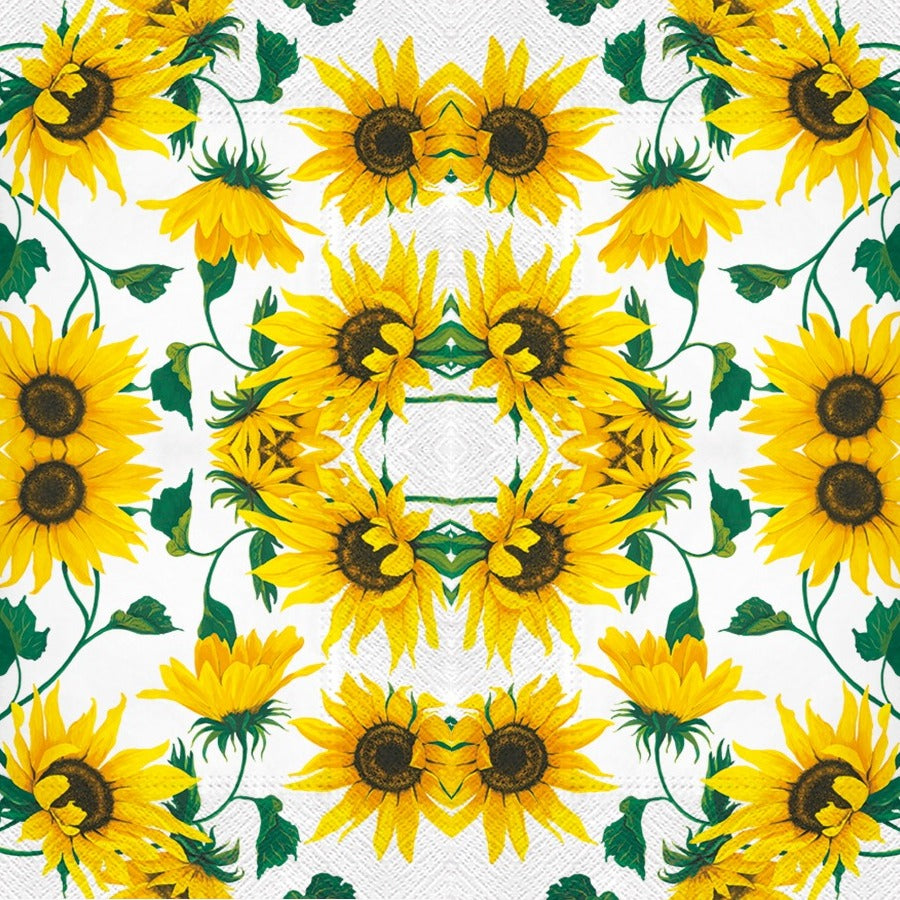 Sunflowers on White Luncheon Napkins