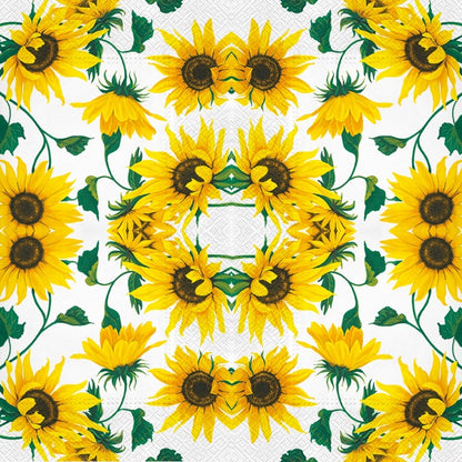 Sunflowers on White Luncheon Napkins